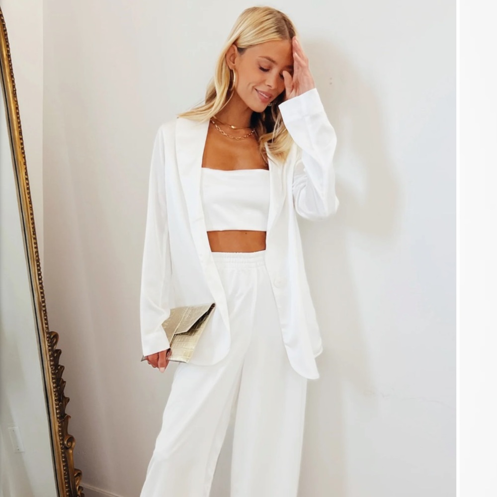 White satin blazer